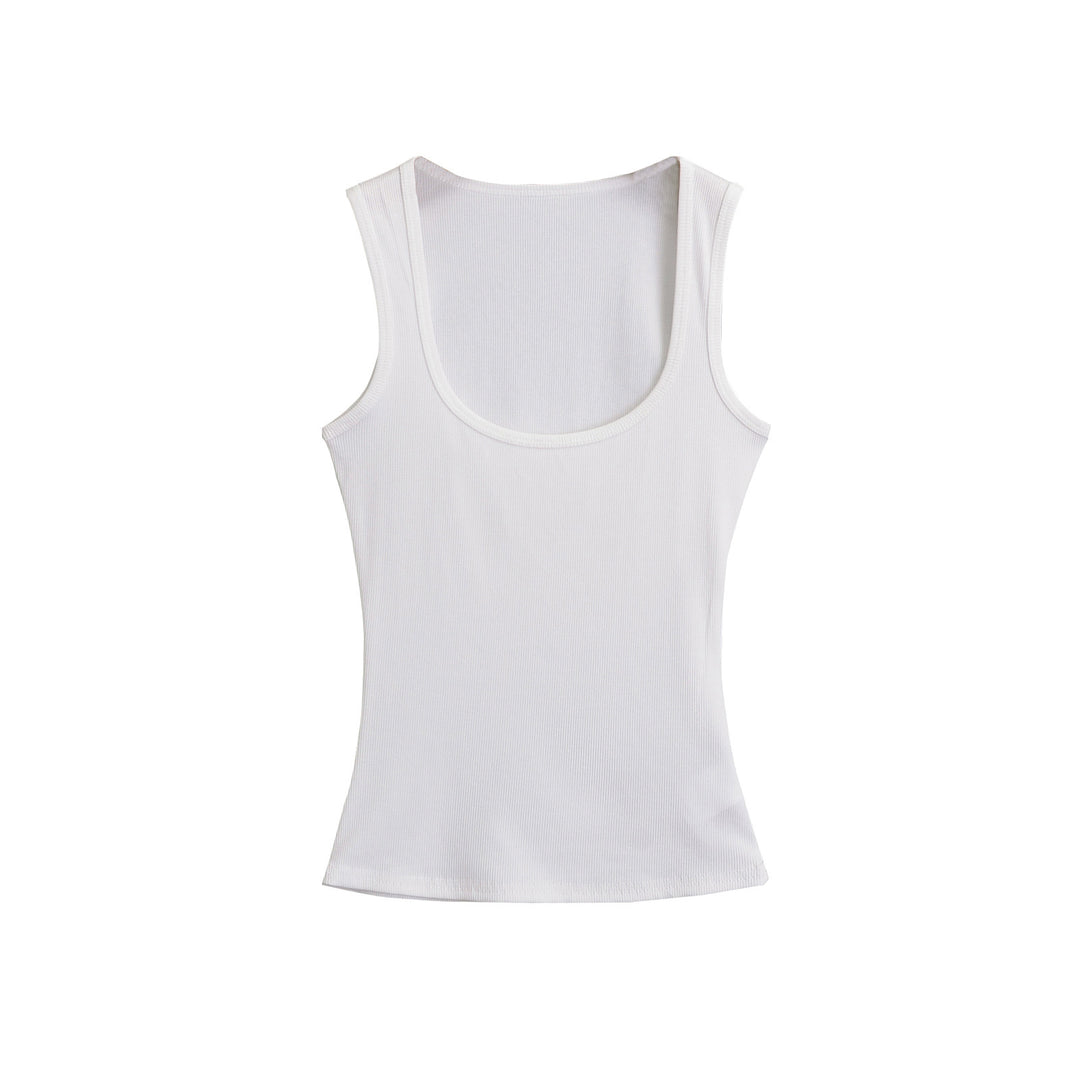 Dame uden ærmer Basic tanktop i høj kvalitet bomuldsblanding med tætsiddende snit og elastisk pasform Stilla
