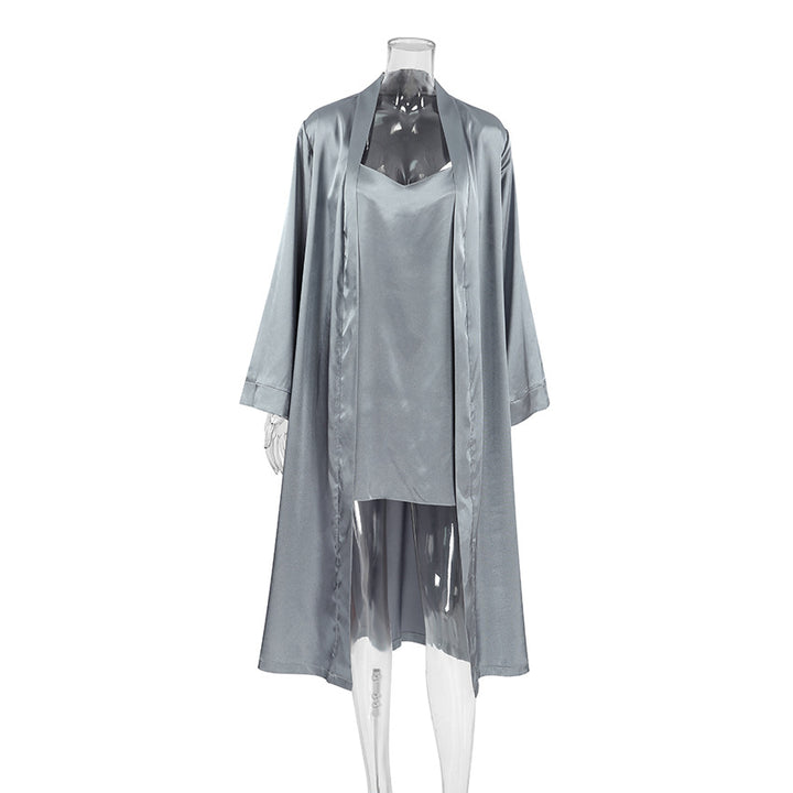 Dame luksuriøs satin morgenkåbe med elegante detaljer Stilla