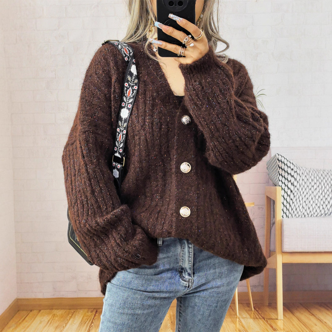 Kvindernes komfortable cardigan med knapdetaljer Stilla
