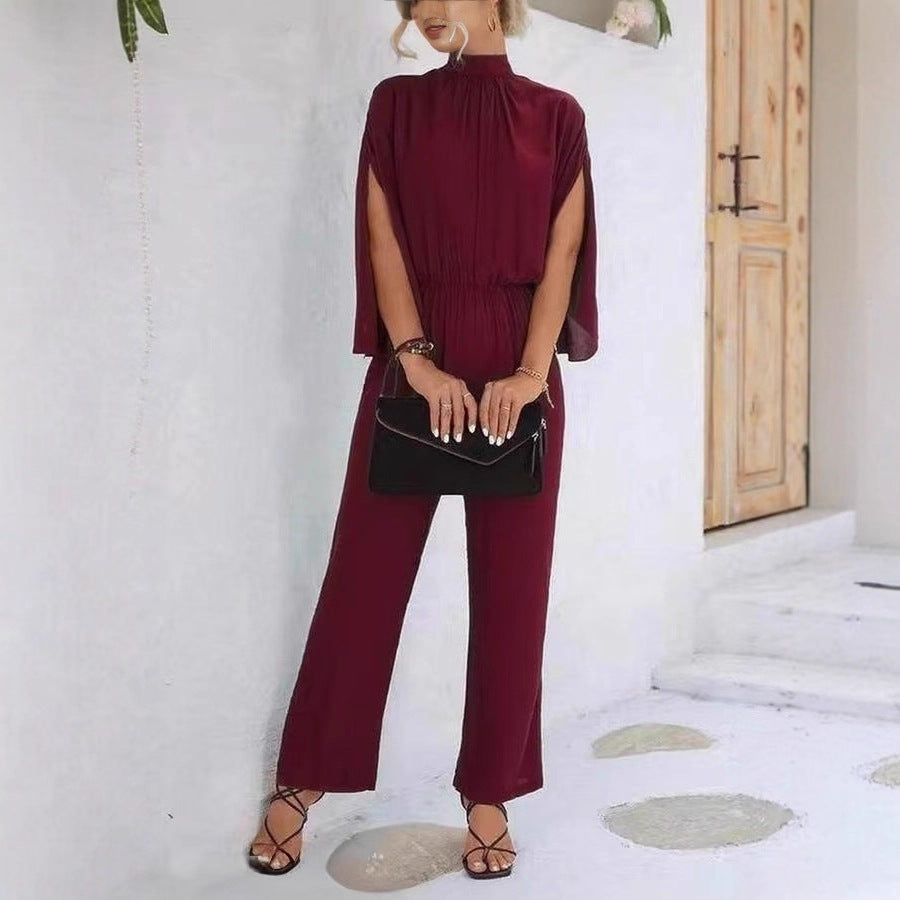 Dame elegant jumpsuit med vid ben og chiffonærmer Skovae