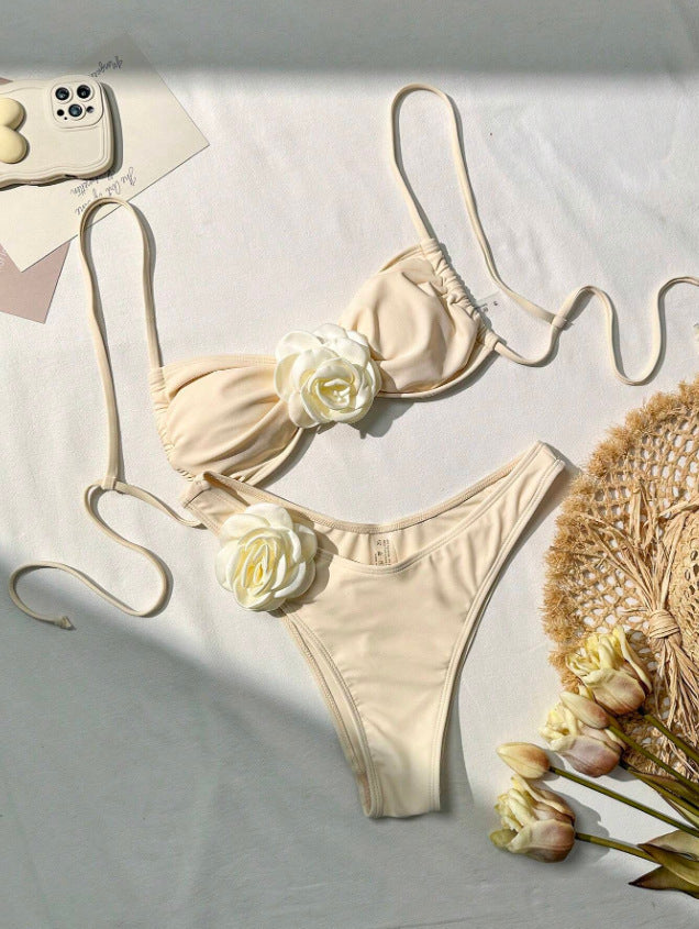 Dame bikini sæt med legesyge blomsterapplikation Skovae