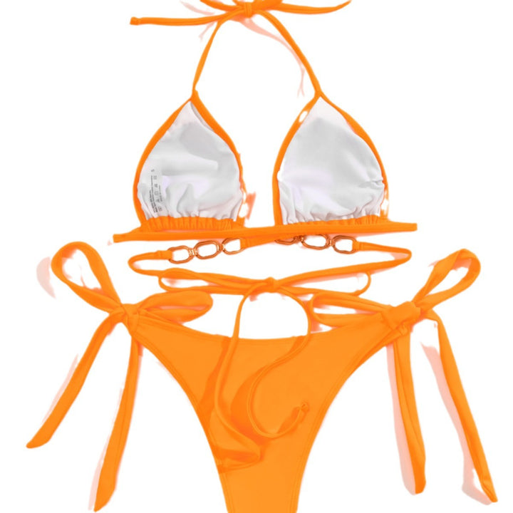 Damer Triangle-Bikini med kædeudsmykning Skovae