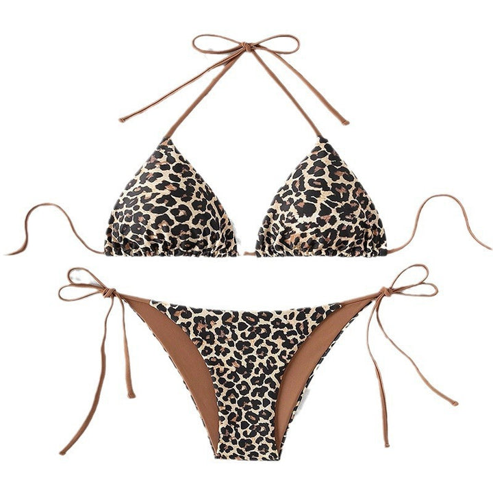 Dame Triangel-Bikini-sæt med moderigtig dyreprint og justerbare bindebånd Skovae