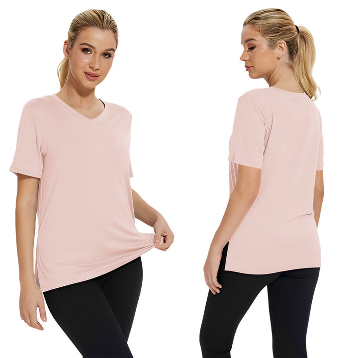 Dame Funktionelt V-Hals Sport T-shirt med åndbar teknologi Skovae