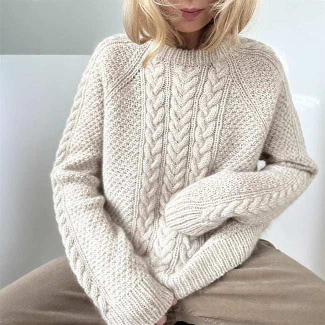 Damer Elegant strikpullover med dekorativt fletmønster og afslappet pasform Stilla