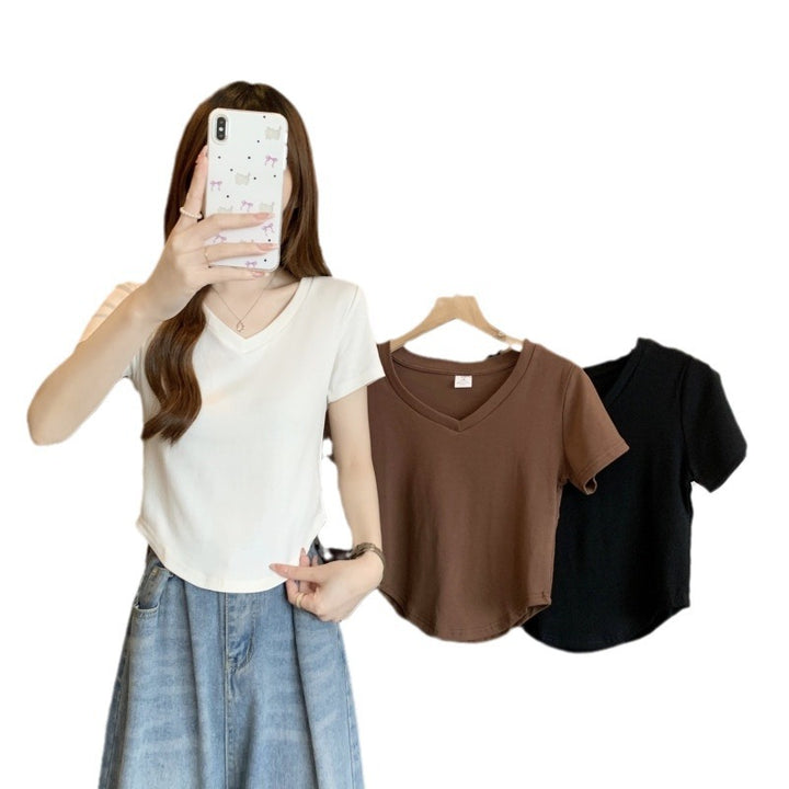 Femme V-udskæring Kortærmet T-shirt Stilla
