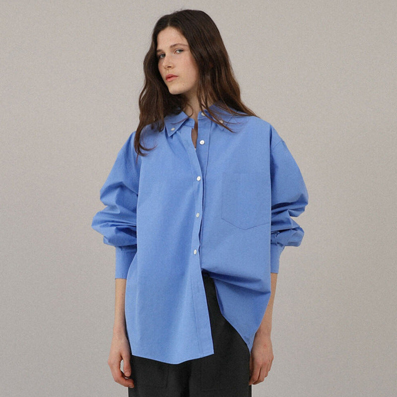 Dame Løs Oversized-Skjortebluse med elegante detaljer og voluminøse ærmer Stilla