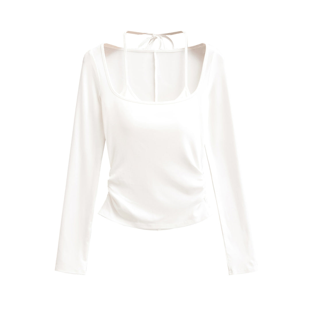 Dame elegant langærmet top med fashionable snit og justerbart detaljer på ryggen Stilla