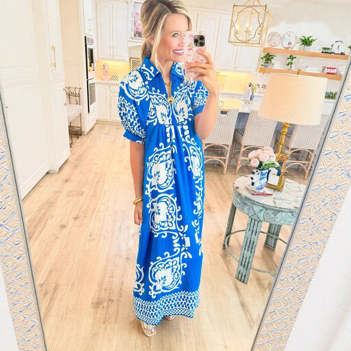Dame maxikjole i boho-stil med blomsterprint og afslappet pasform Stilla