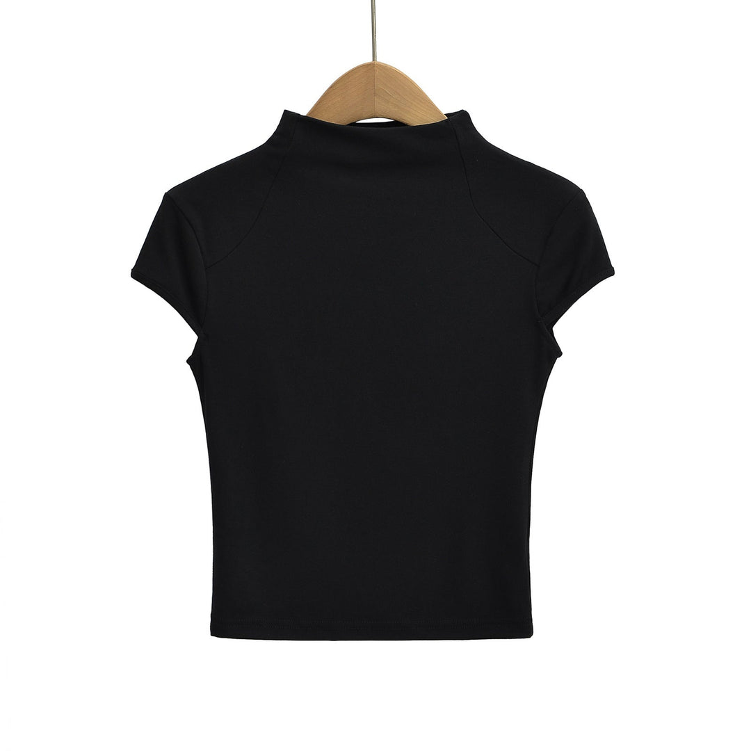 Dame Kvalitets Kortærmet T-shirt med Ståkrave og Figurtilpasset Snit Skovae