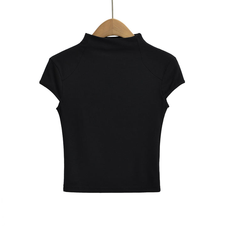 Dame Kvalitets Kortærmet T-shirt med Ståkrave og Figurtilpasset Snit Skovae