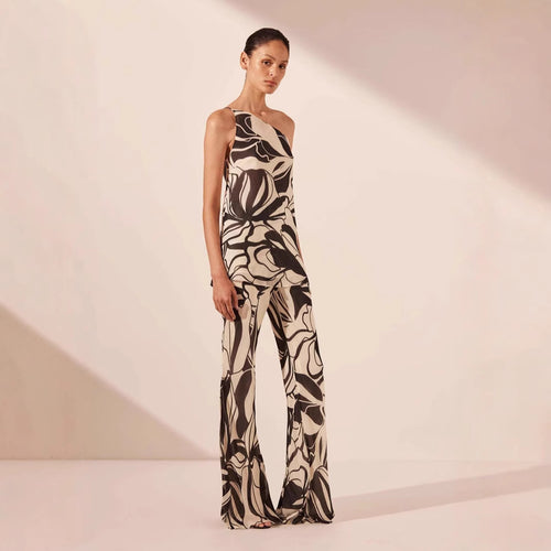 Dame asymmetrisk top med florale motiver og elegant snit Stilla
