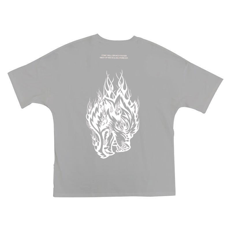 Herrer Grafik T-shirt med iøjnefaldende ulvedesign og løs pasform Stilla