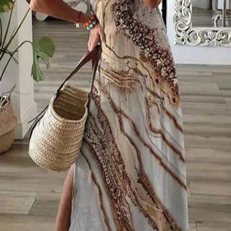 Kvinder Kunstnerisk Boho Tryk Maxi Kjole Stilla