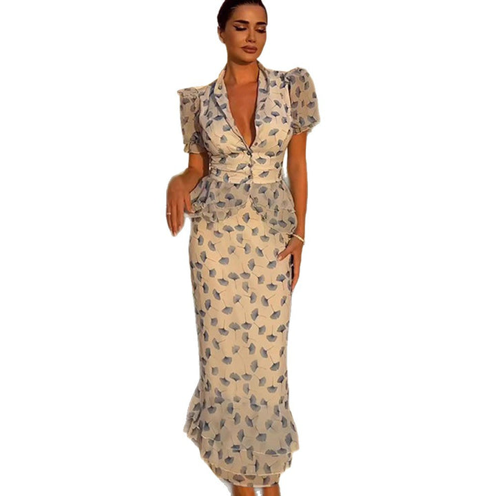 Dame Elegant Wrap-kjole med Flæse-detaljer Stilla