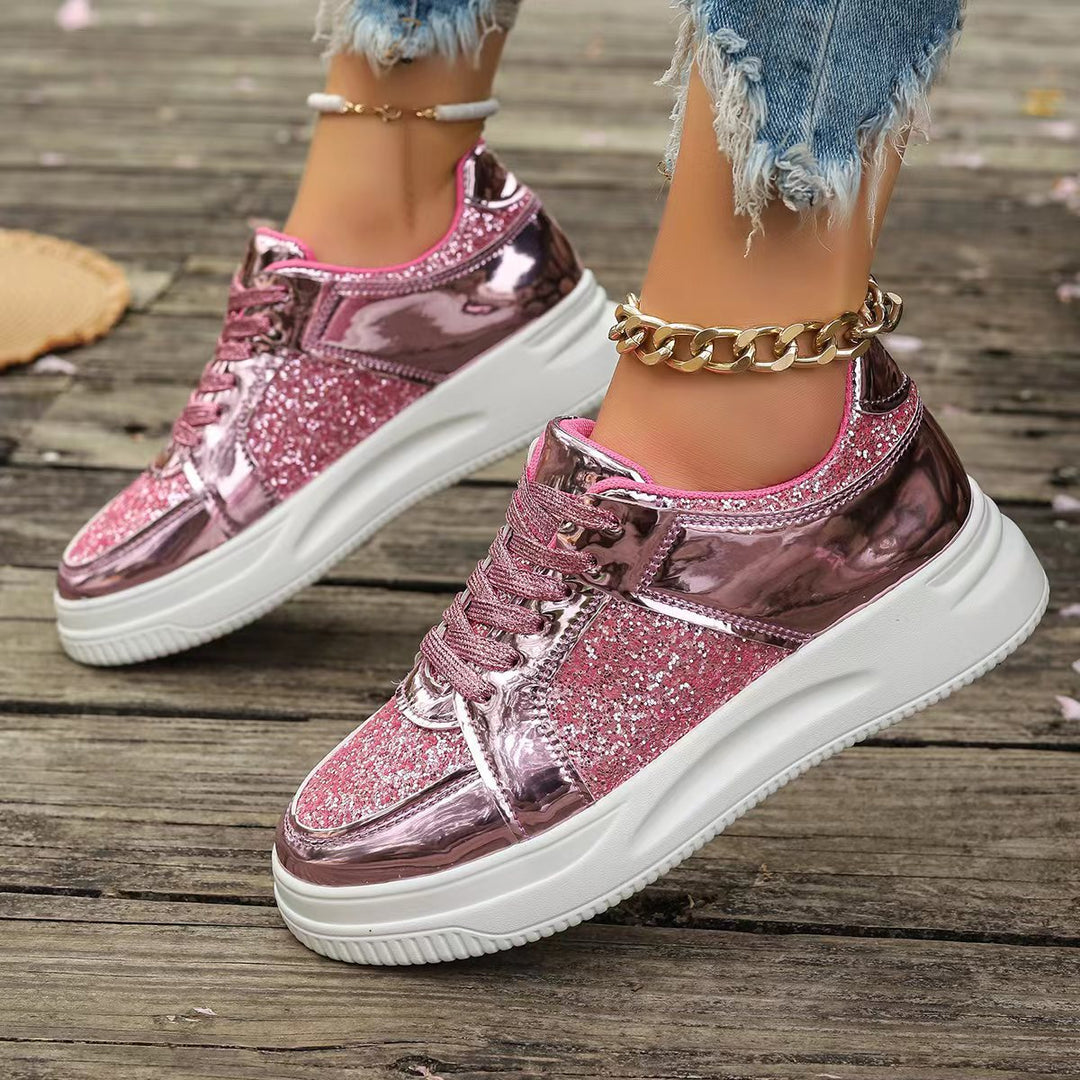 Dame Glamourøse Sneakers med funklende glimmer og højdæmpende sål Stilla