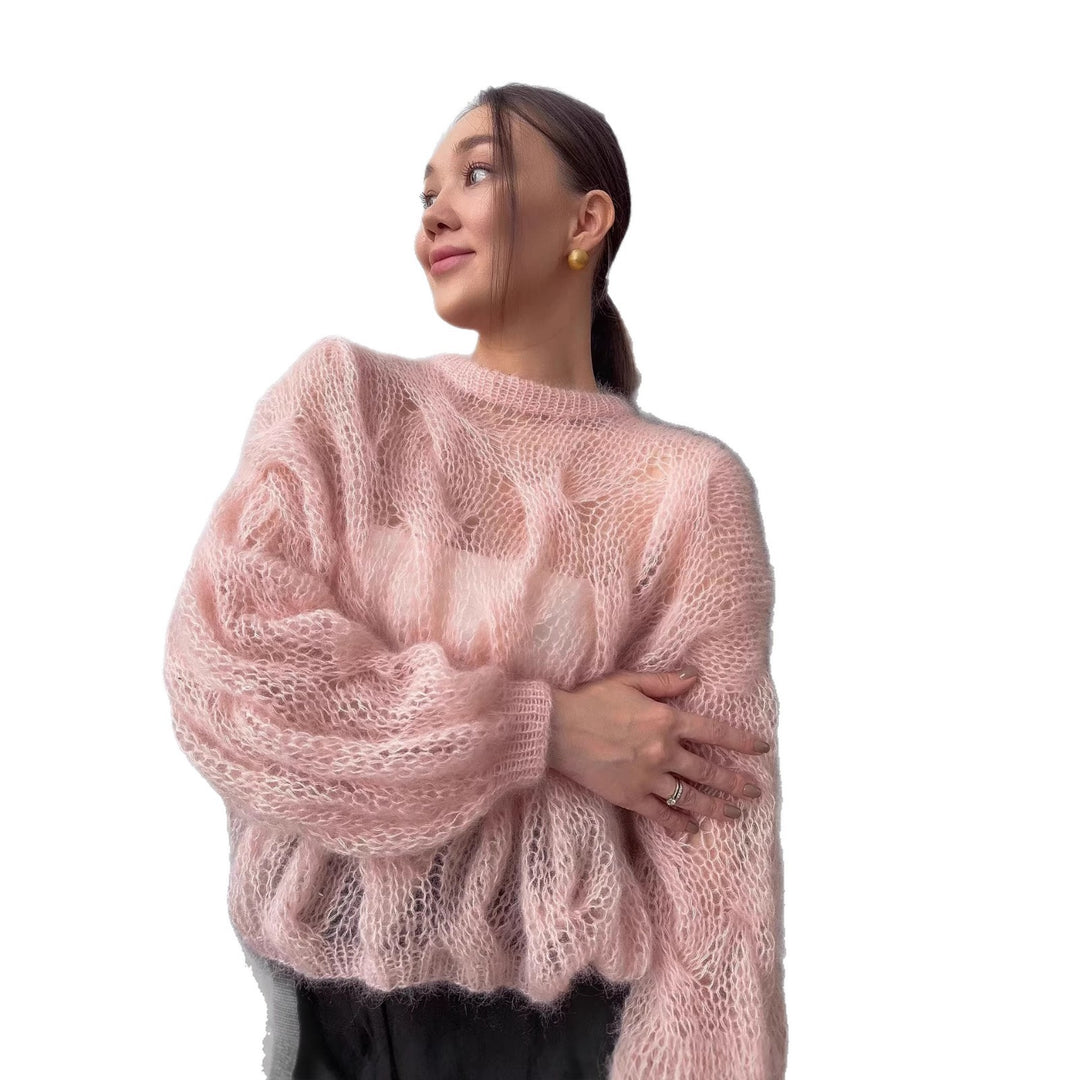 Dameblød Mohair Sweater med Voluminøse Ærmer Stilla