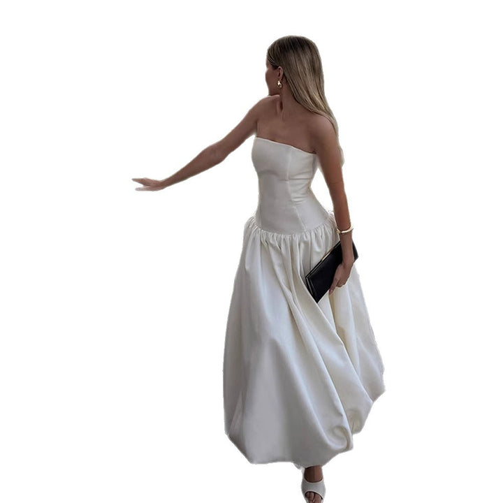 Dame Elegant Talje kjole med skulderfri design Stilla