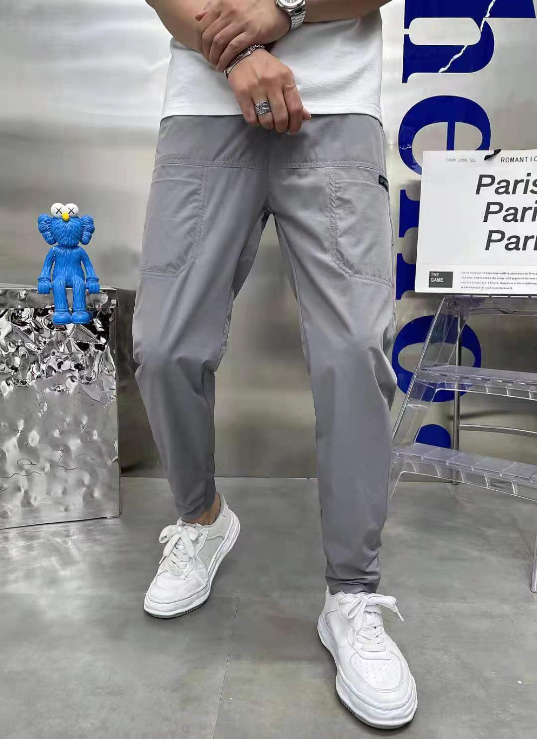 Herren nan sporty Cargojoggerbukser med elastisk talje, snøre og konisk benafslutning Skovae