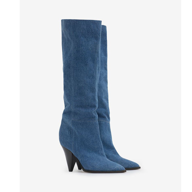 Dame Sleek Højhælede Over-the-Knee Støvler med Spidsede Tæer-Design Stilla