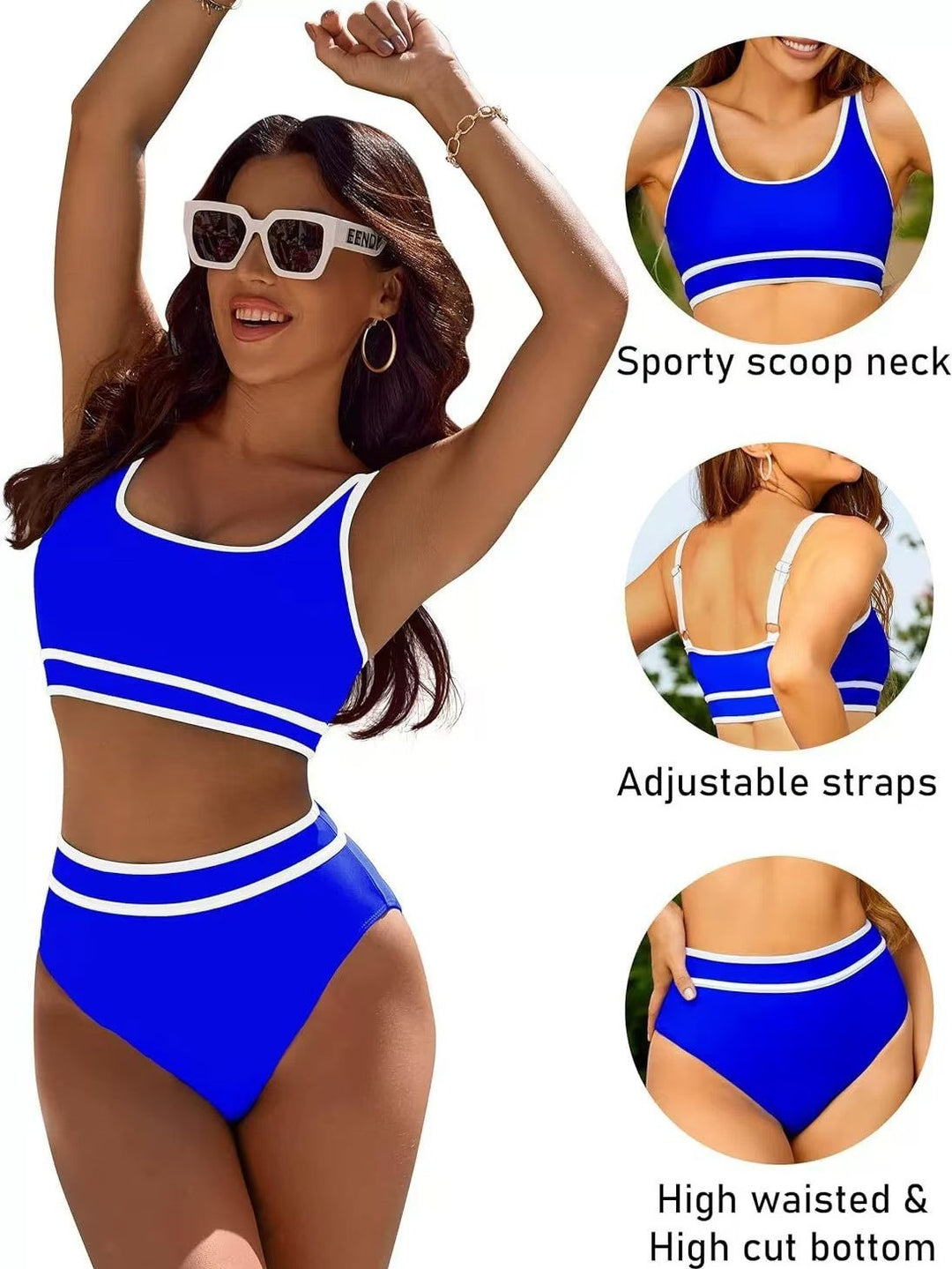 Dame Sporty bikini sæt med høje trusser og brede stropper Stilla