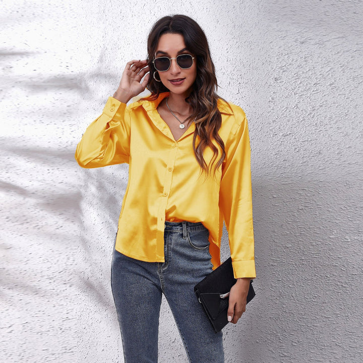 Dame Satin Bluse med Knote Lukning Stilla