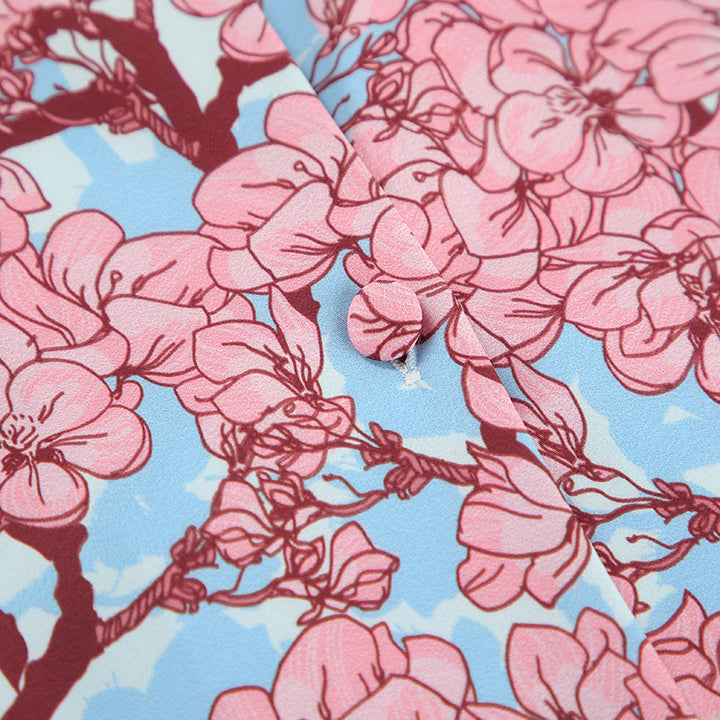 Dame satin pyjamasæt med eksklusivt blomsterprint og frynse detaljer Stilla