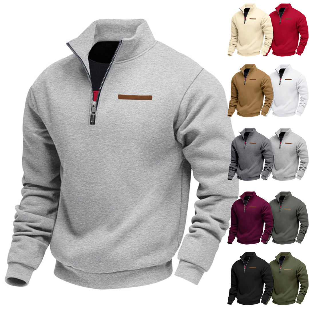 Herrer nan halv-zip sweatshirt lavet af tung fleece med ståkrave og skjult brystlomme Skovae
