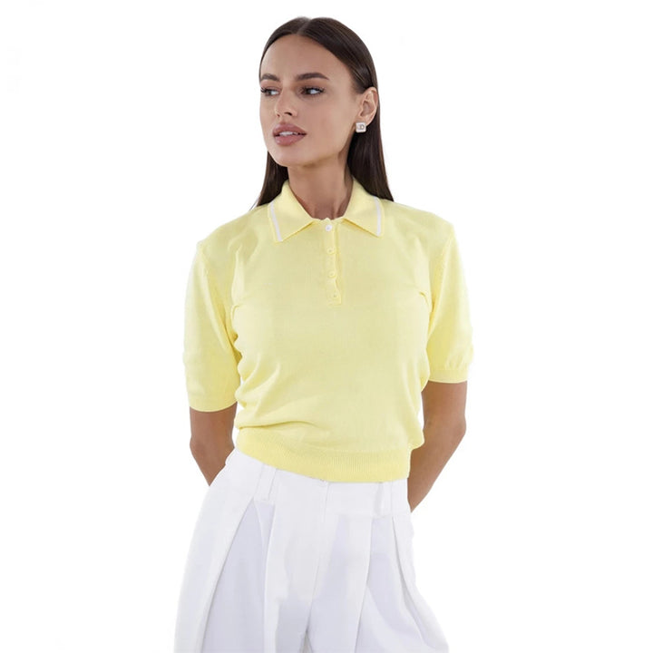 Dame Stilfuld Poloshirt i fint strik Stilla