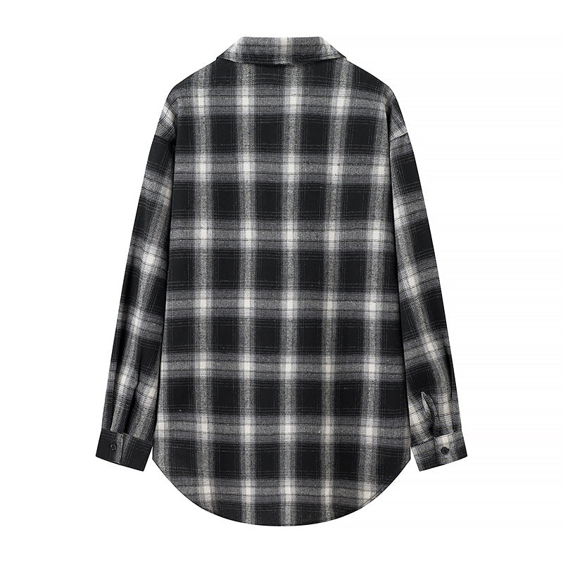 Kvinders flannel skjorte med ternet mønster og brystlommer Stilla