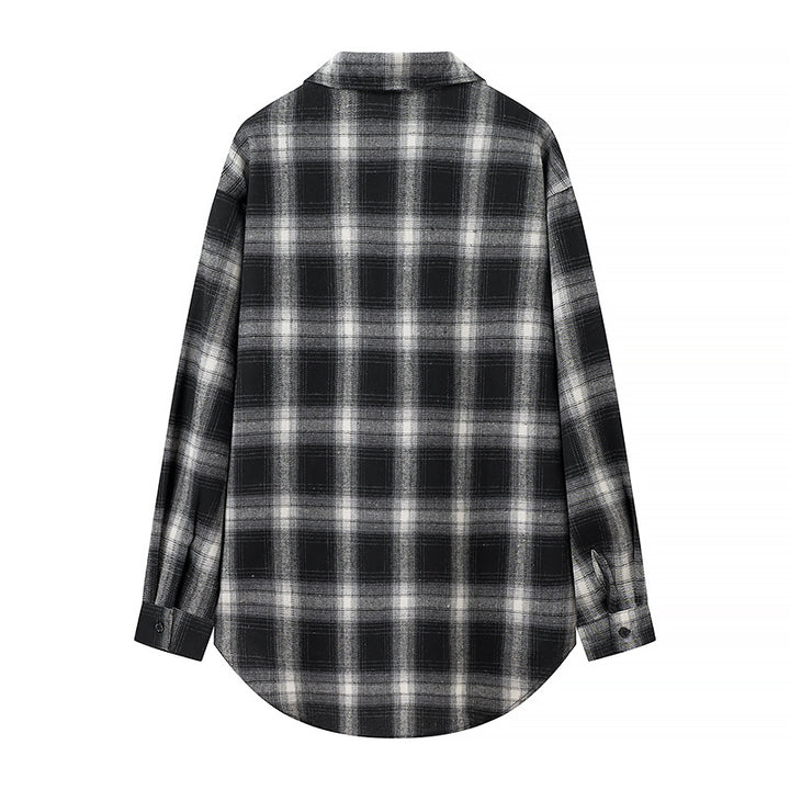 Kvinders flannel skjorte med ternet mønster og brystlommer Stilla