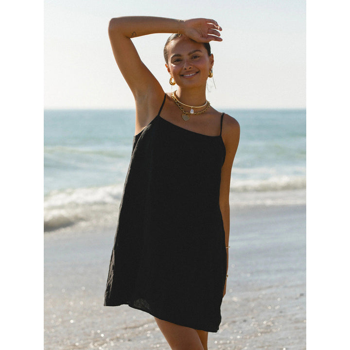 Damen Leichtes Sommerkleid mit Spaghetti-Trägern und fließendem Schnitt Skovae