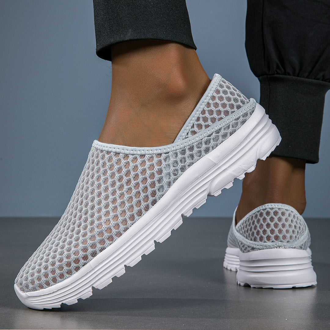 Dame nan luftige slip-on sneakers med honningkage-strikoverdel og dæmpet komfortsål Skovae