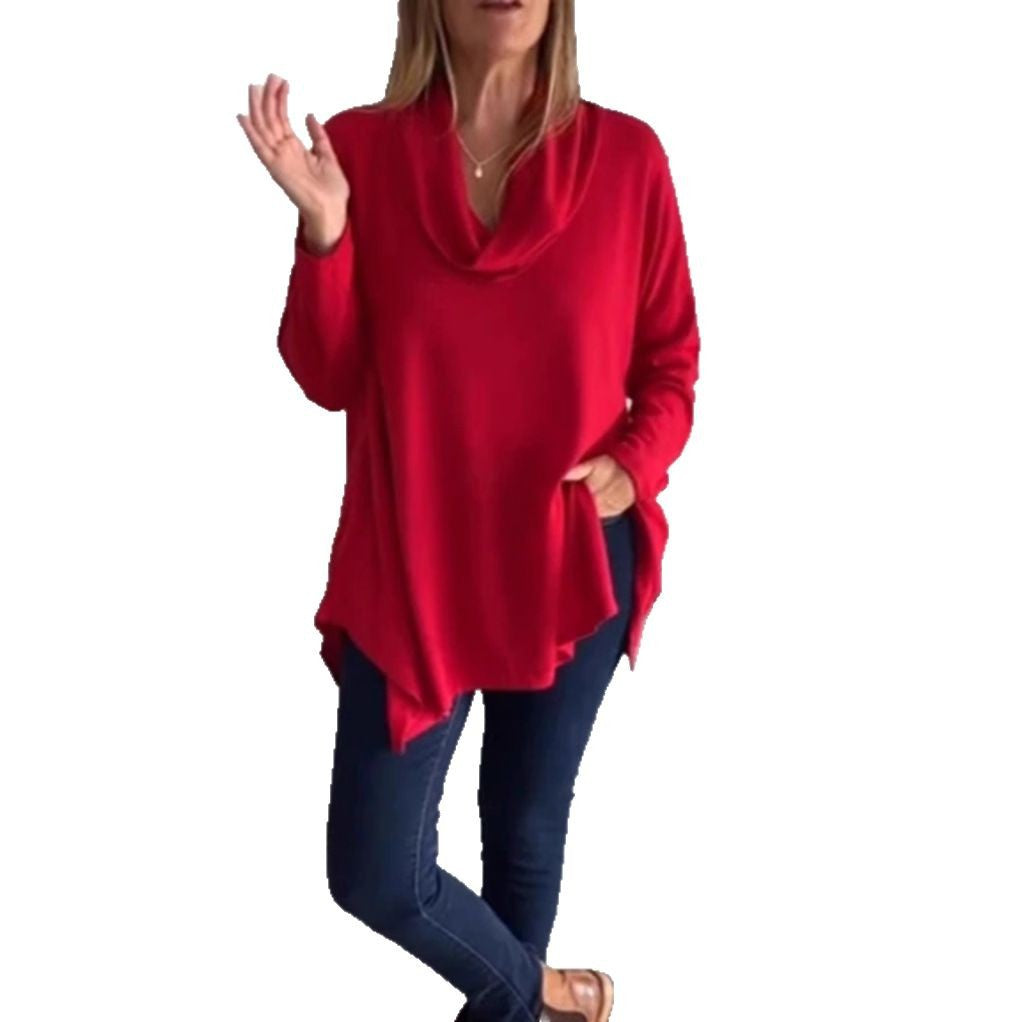 Dame nan locker faldende Skalkrave-tunika top med asymmetrisk spidsekant og lommer Skovae