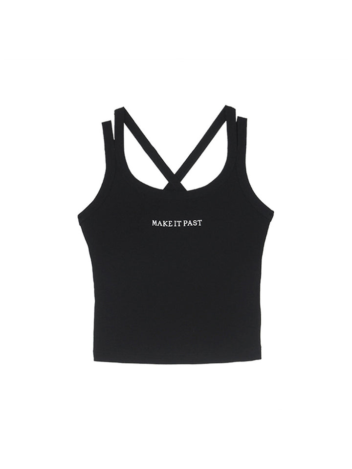 Dame tanktop med justerbare spaghetti-stropper og kreativt tryk Stilla