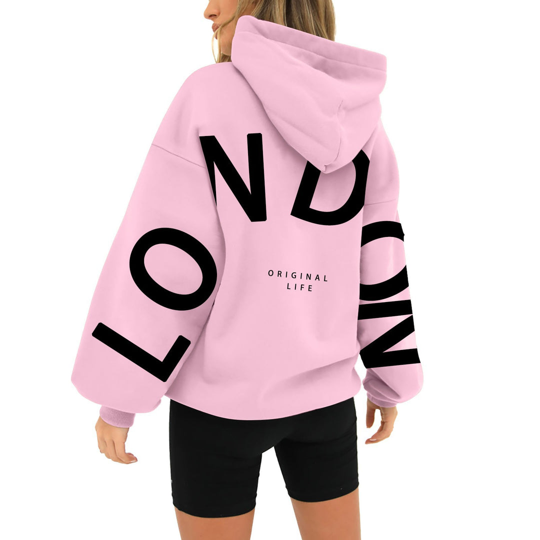 Kvinders oversized hoodie med trendy London print Skovae