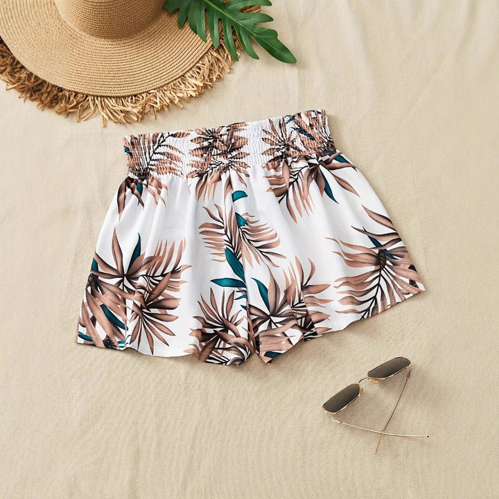 Dame Strandshorts med elastisk talje og tropisk mønster Stilla