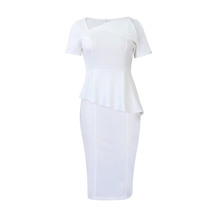 Dame elegant skaterkjole med flot peplum-design og dekorative accenter Stilla