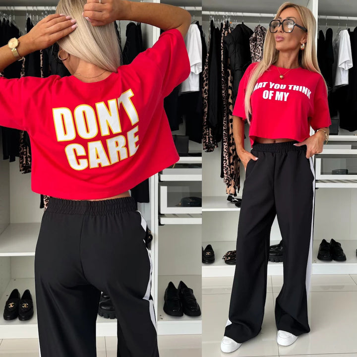 Kvinder casual crop top og brede joggerbukser sæt Skovae