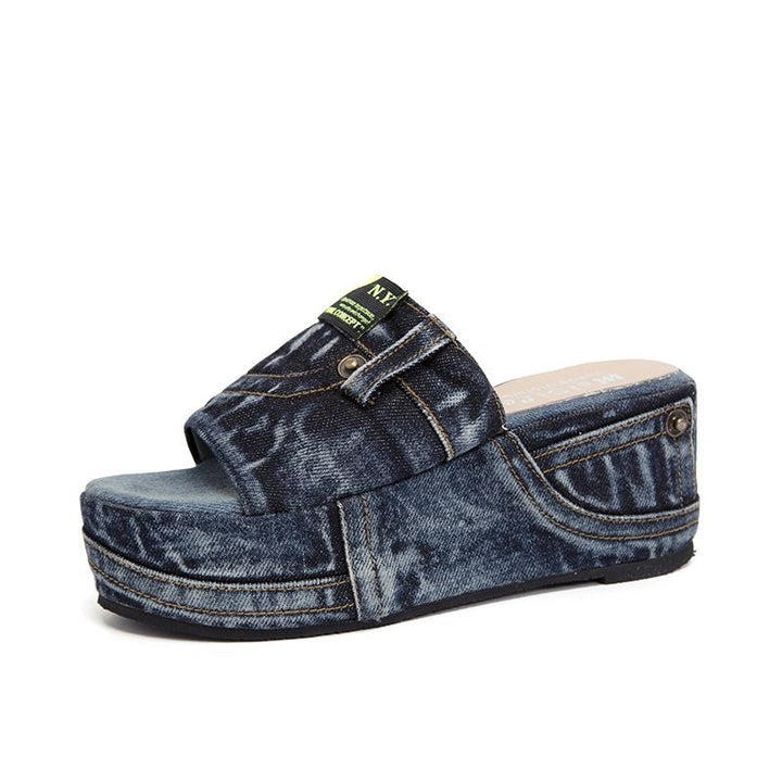 Dame Plateau-Sandaler med Jeans-Design og behagelig fodseng Stilla