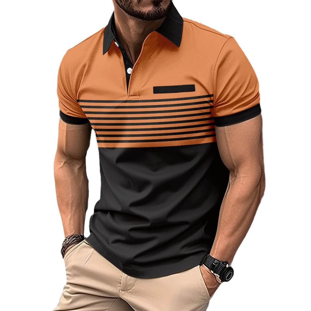 Herrer Poloshirt med struktureret stribemønster og moderne krave Stilla