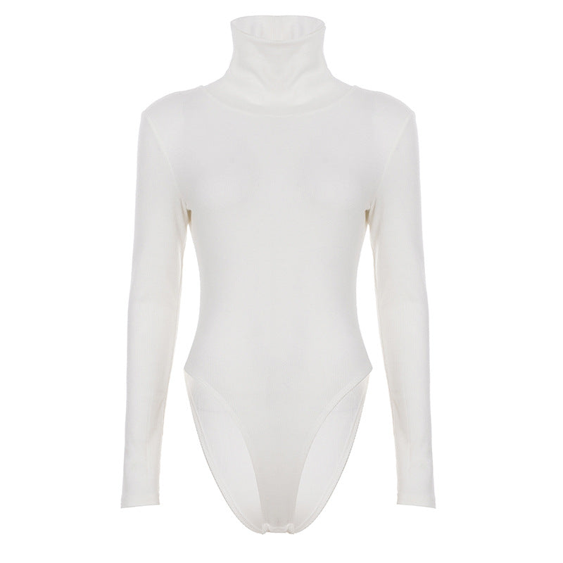 Dame figurtilpasset Langærmet bodysuit med høj krave Skovae