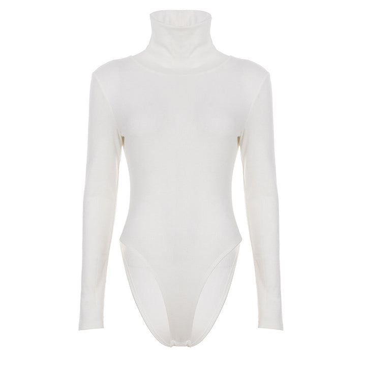 Dame figurtilpasset Langærmet bodysuit med høj krave Skovae