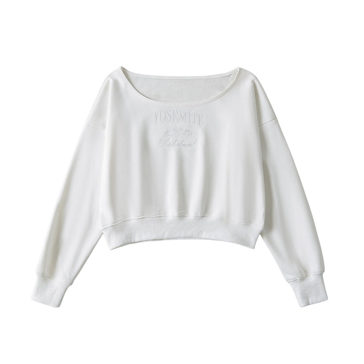 Dame cropped sweatshirt med rund halsudskæring og afslappet design Stilla