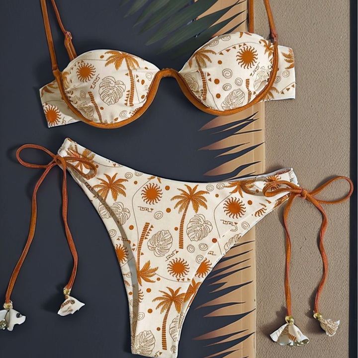 Dame bikini-sæt med justerbare stropper og charmerende muslingeverzieringer Skovae