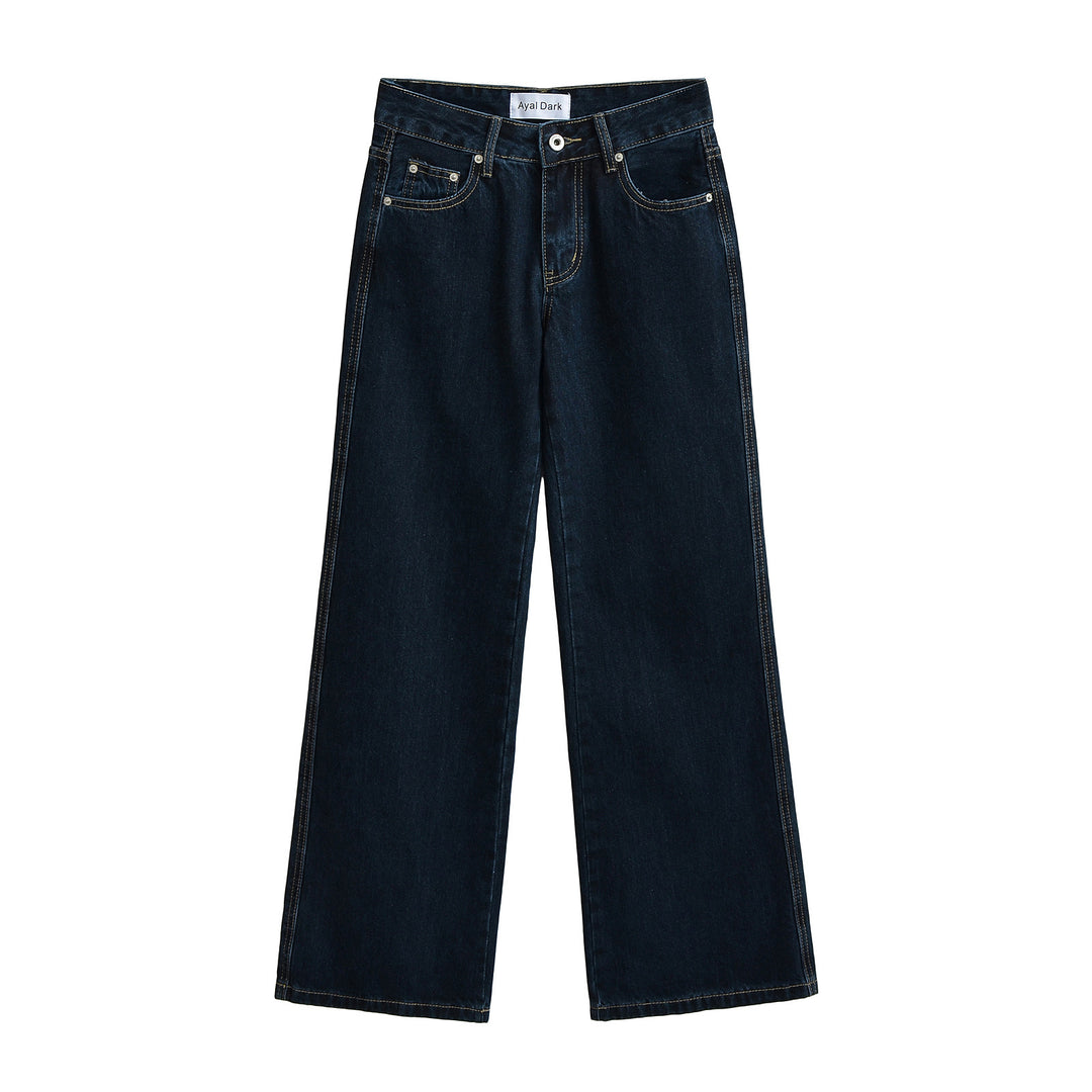Dame bredskårede jeans med høj talje og klassisk design Stilla