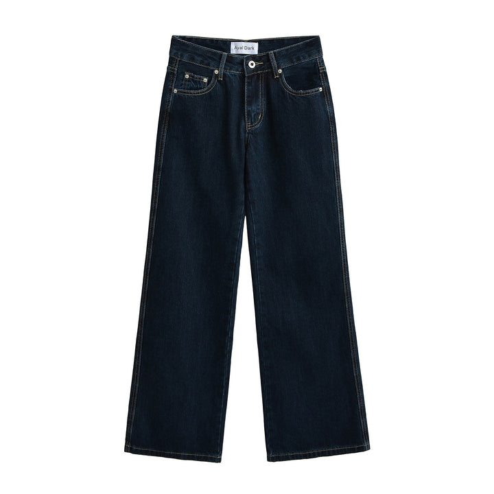 Dame bredskårede jeans med høj talje og klassisk design Stilla