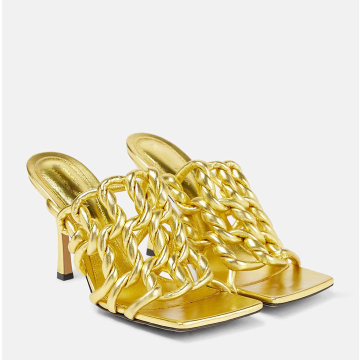 Femme høje hæle slide sandaler med kunstnerisk kædedetail Stilla