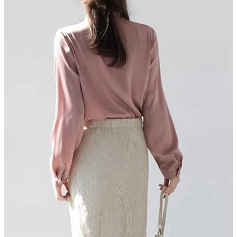 Dame smart bluse med drapering og knapdetalje Stilla