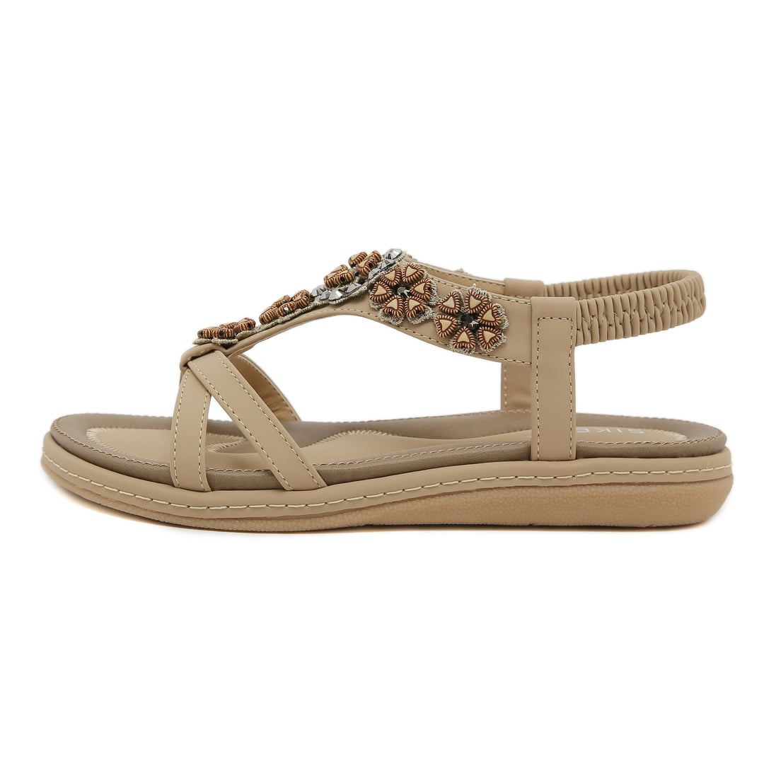 Dame elegante sandaler med dekorativ blomsterapplikation Stilla